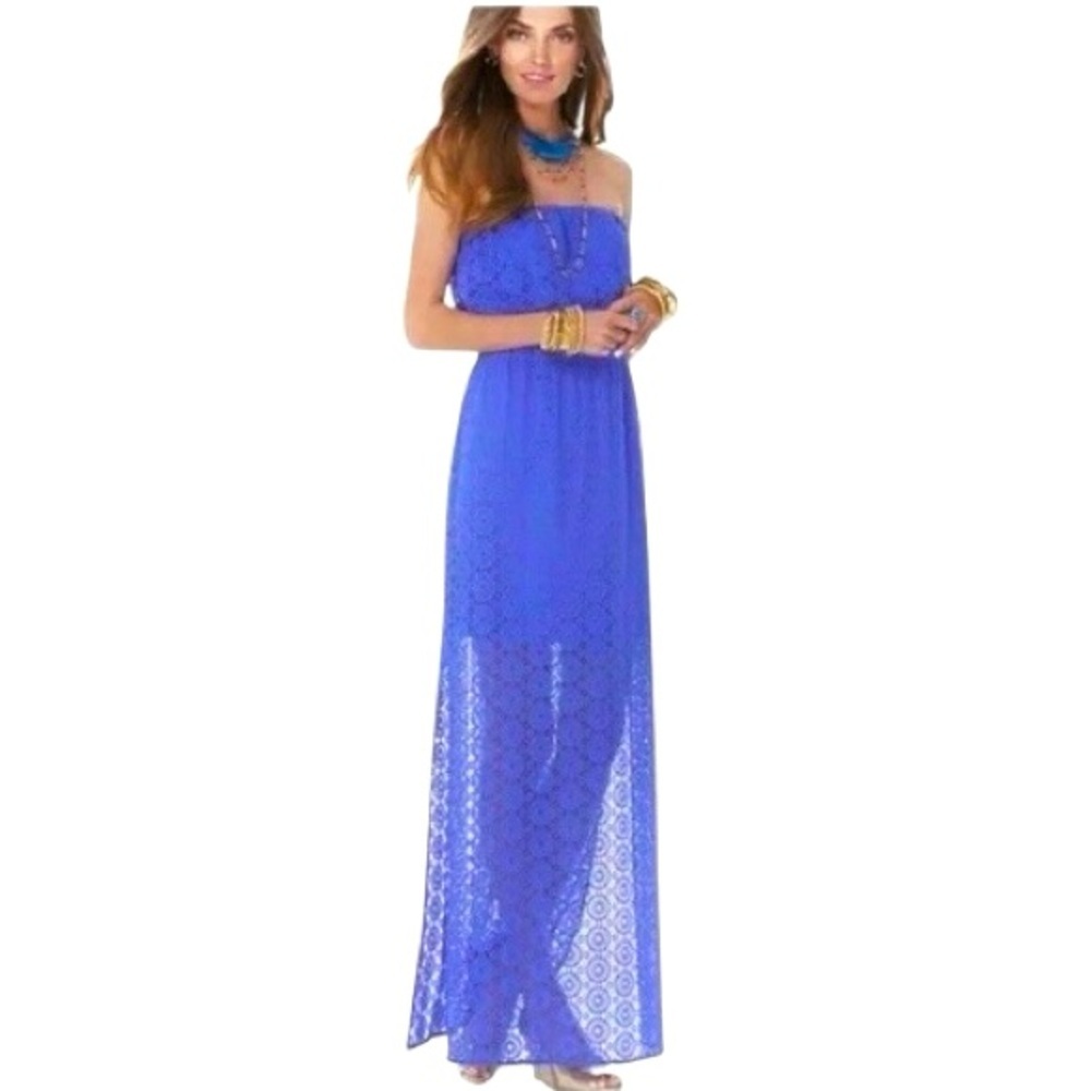 Lilly Pulitzer purple  Strapless Lace Maxi Dress